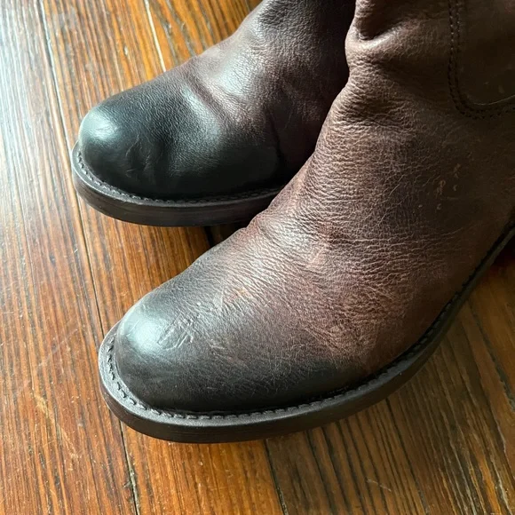 Lucky Brand Hackett Dark Brown Tall Distressed Riding  Boots - Picture 9 of 13